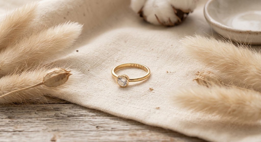 Zircon Solitaire Ring - Celyta 18k Gold Plated Jewelry