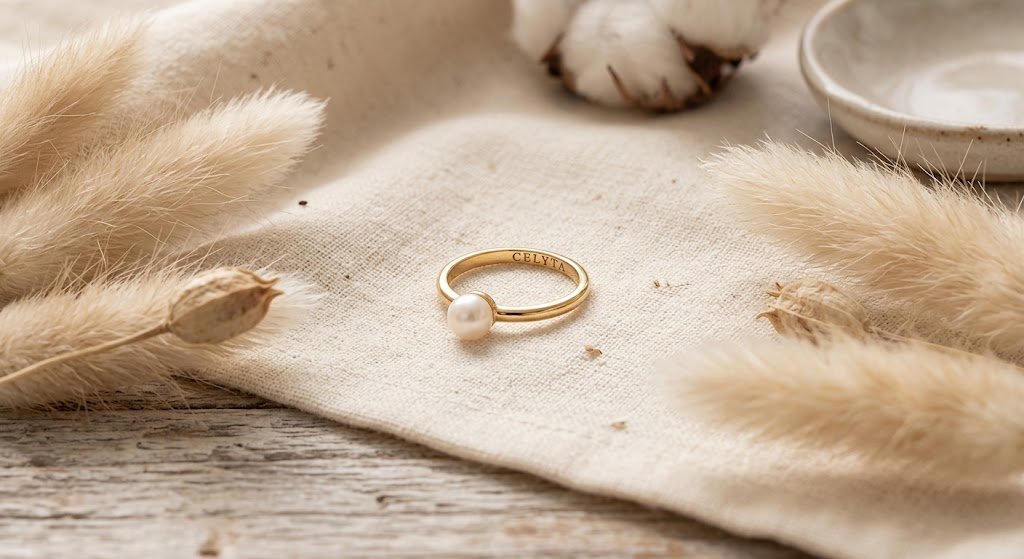 Pearl Stacking Ring - Celyta 18k Gold Plated Jewelry