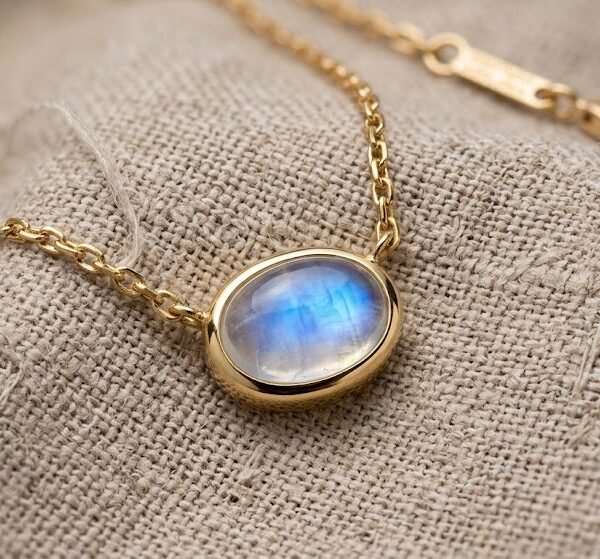 Oval Moonstone Pendant Necklace - Celyta 18k Gold Plated Jewelry