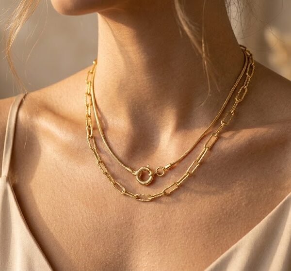 Layered Chain Necklace - Celyta 18k Gold Plated Jewelry