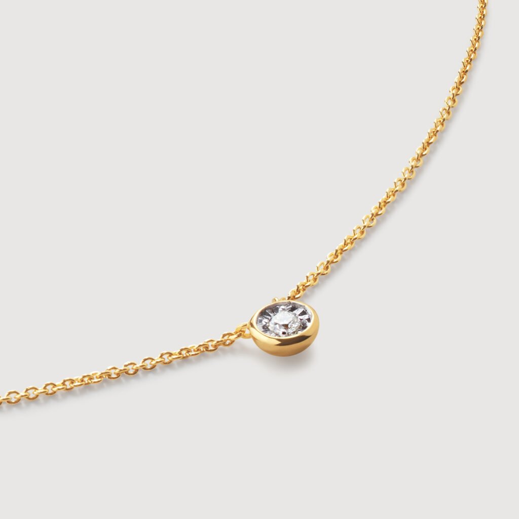 Solitaire Diamond Chain Necklace – 18K Gold Vermeil & Lab-Grown Diamond
