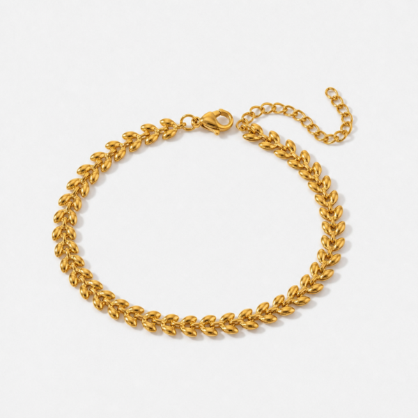 14K Gold-Plated Leaf Chain Bracelet – Waterproof PVD