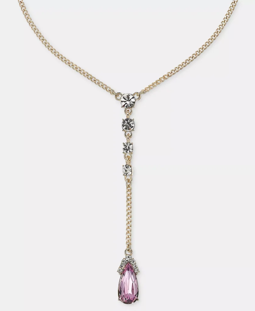 Crystal Pear-Shape Lariat Necklace