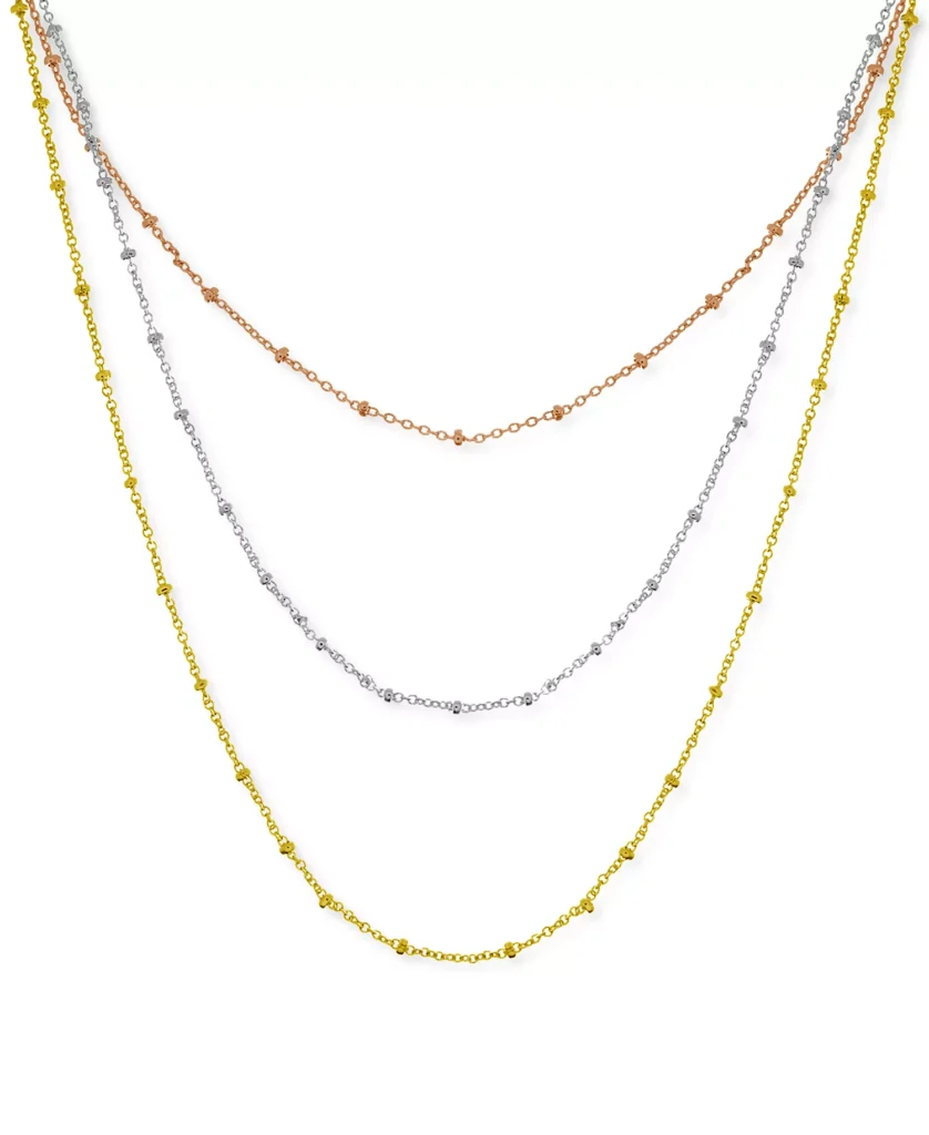 Silver Plated Beaded Layered Necklace
