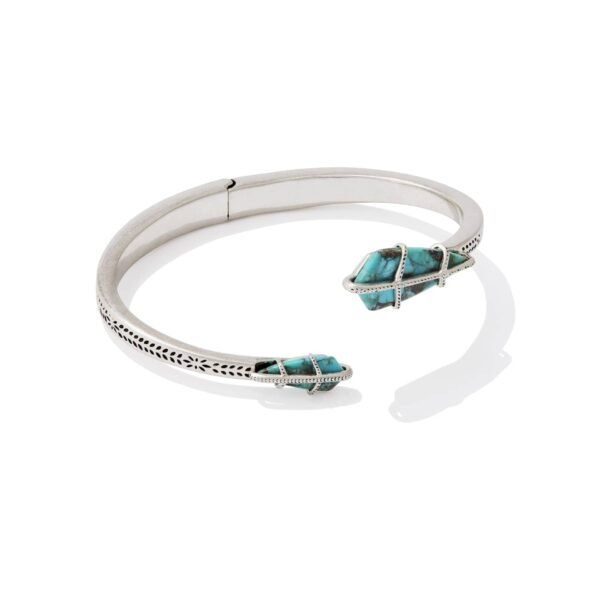 Trinity Vintage Silver Cuff Bracelet – Crushed Turquoise & Pyrite
