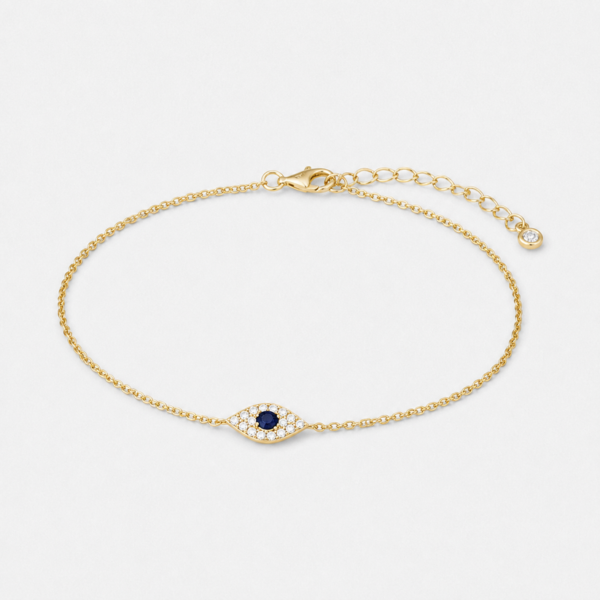 Pavé Evil Eye Chain Bracelet – 18K Gold Vermeil