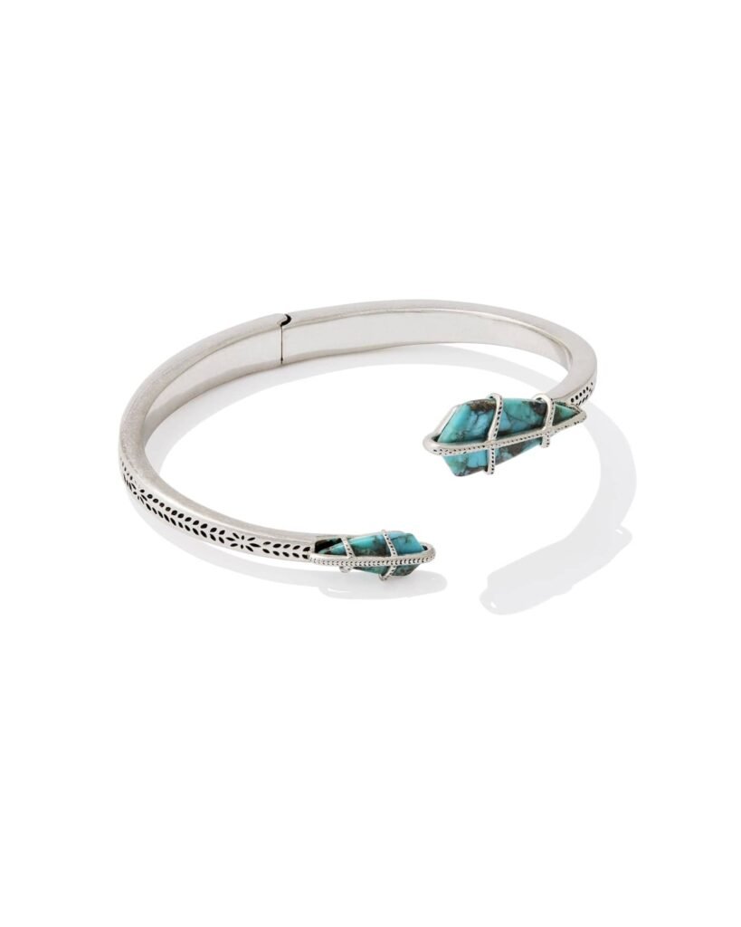 Trinity Vintage Silver Cuff Bracelet – Crushed Turquoise & Pyrite
