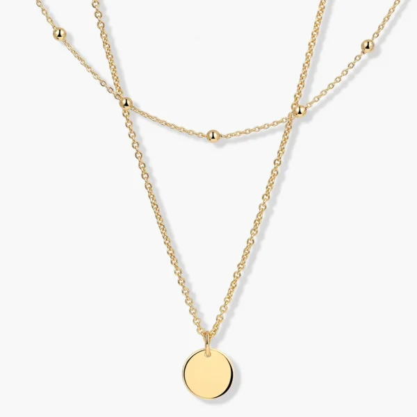 Layered Disc Necklace – 18K Gold Plated