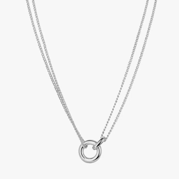 Silver Linked Layered Necklace – Rhodium Plated
