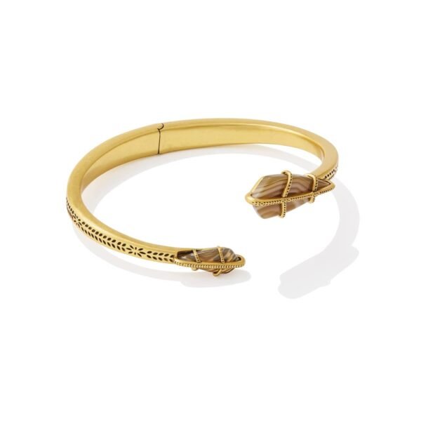 Trinity Vintage Gold Cuff Bracelet – Dark Brown Banded Agate
