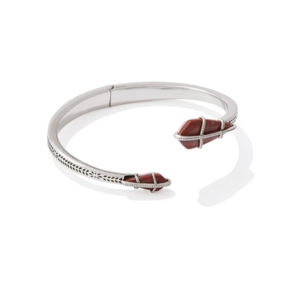 Trinity Vintage Silver Cuff Bracelet – White Veined Red Jasper