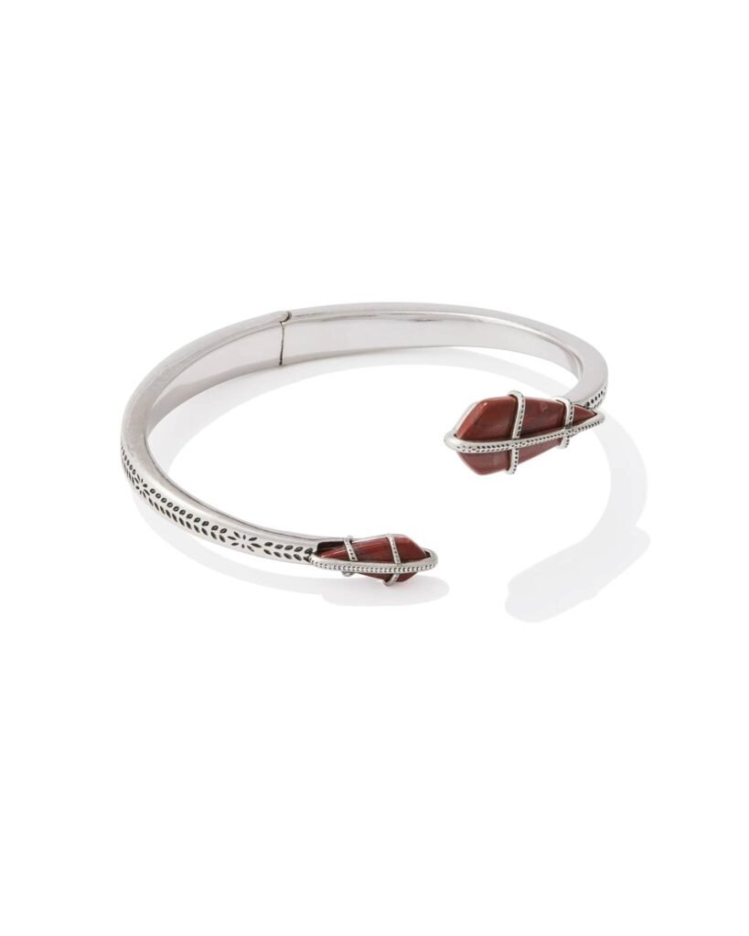 Trinity Vintage Silver Cuff Bracelet – White Veined Red Jasper