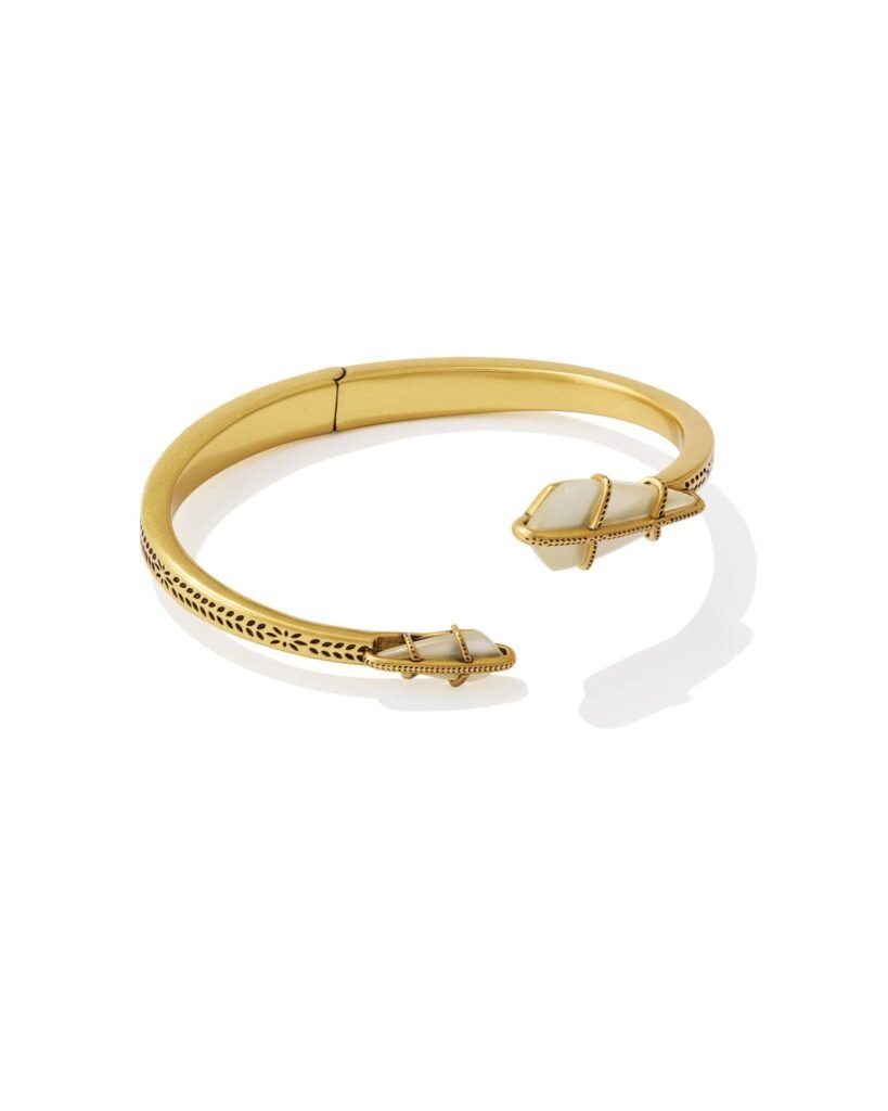 Trinity Vintage Gold Cuff Bracelet – Natural Mother-of-Pearl