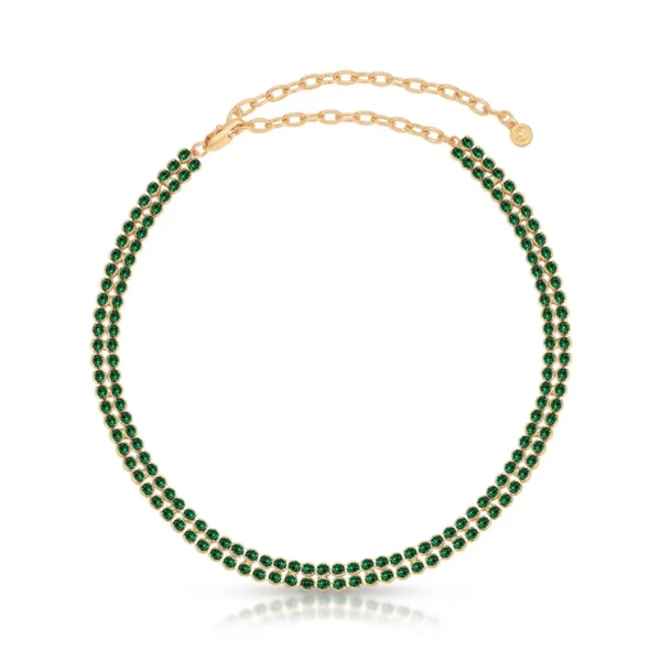 Two Rows Crystal Sparkle Choker Necklace