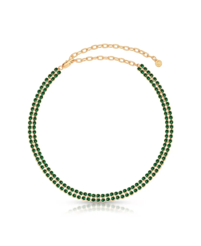 Two Rows Crystal Sparkle Choker Necklace
