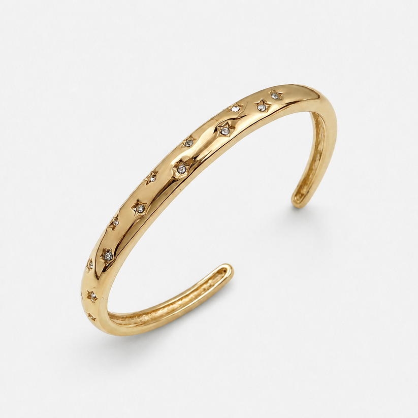 Sienna Star-Set Cuff Bracelet – 18K Gold Plated Stainless Steel