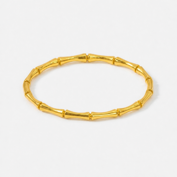 Bamboo Stackable Bangle Bracelet – 18K Gold Plated