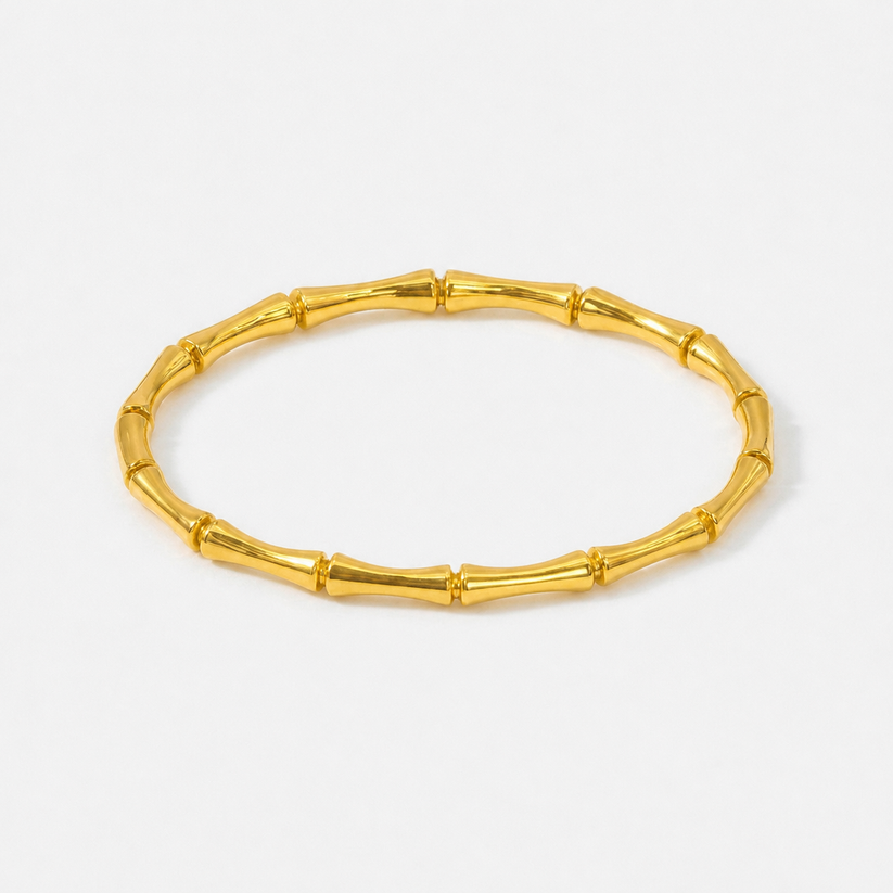 Bamboo Stackable Bangle Bracelet – 18K Gold Plated