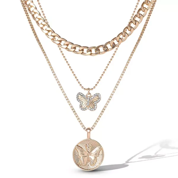 Layered Coin and Charm Pendant Necklace