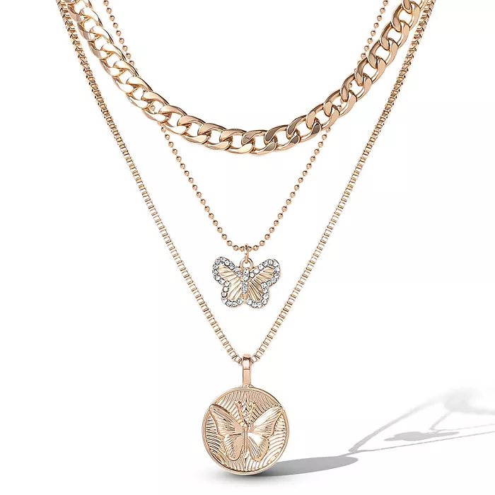 Layered Coin and Charm Pendant Necklace