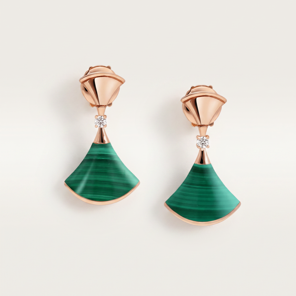 Green Fan Drop Earrings