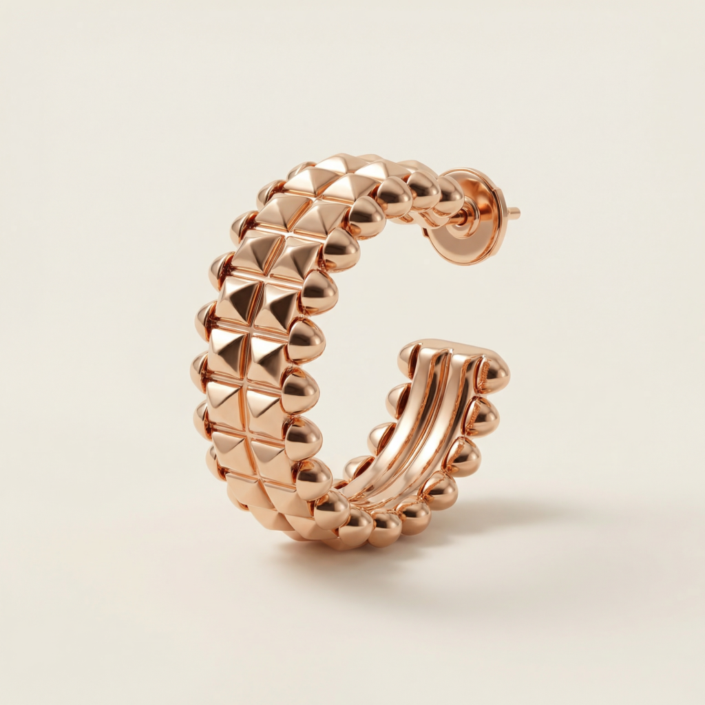Rose Gold Studded Hoop Earrings