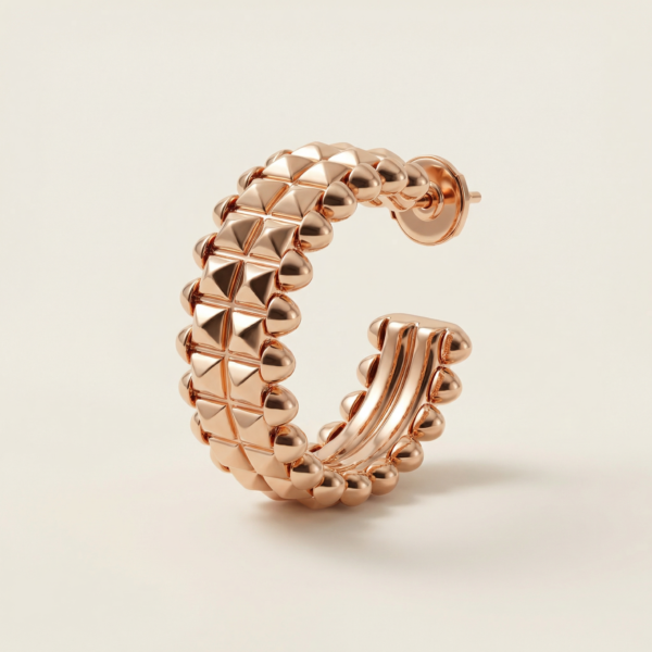 Rose Gold Studded Hoop Earrings